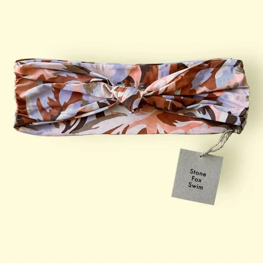 Stone Fox Swim Bandeau Top Women’s Knotted Lele Pastel Petal Size XL NWT